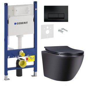 Инсталляция GEBERIT DUOFIX 3В1 458.126.00.1 с клавишей смыва Geberit Delta50 115.119.14.1 + Унитаз подвесной Q-Tap Robin BLA 2196 QT1333046ENRMB с сиденьем soft-close