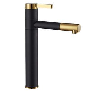 Змішувач для раковини (умивальника) Rea SMART BLACK+GOLD чорний/золотий високий REA-B7402