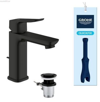 Смеситель для раковины Grohe Dice черный матовый 1018322430 с донным клапаном