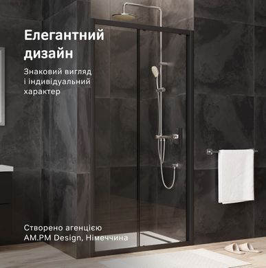 Душові двері Am.Pm Gem Solo Slide 110 см (Профіль &mdash; чорний, скло &mdash; прозоре) W90UG-110-1S-195BT