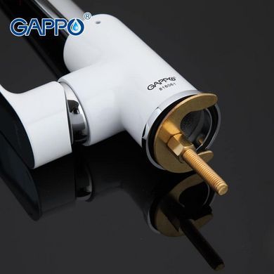 Смеситель для кухни GAPPO G4048 с выдвижным изливом, белый/хром