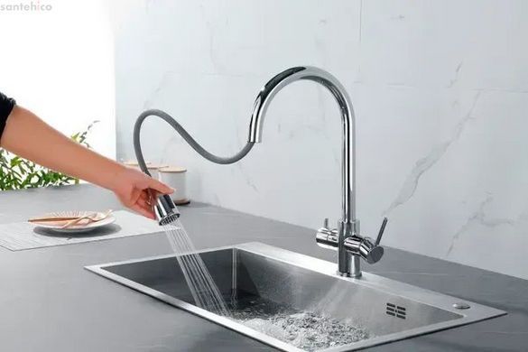 Змішувач для кухні Fabiano FKM 3122 Inox нержавіюча сталь 8231.403.1151 під фільтровану воду