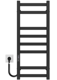 Рушникосушка електрична Deffi Avast 450x800 чорна матова B.AV.80.45.8.E.B.L.2 ліва