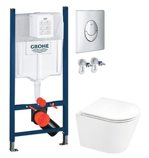 Инсталляция Grohe Rapid SL 38721001 3 в 1 + Унитаз подвесной Qtap Scorpio Ultra Quiet QT1433053EUQW с сиденьям Soft Close