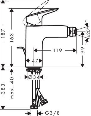 Змішувач для біде Hansgrohe Logis чорний матовий 71200670