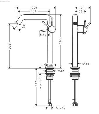 Змішувач для раковини Hansgrohe Tecturis S 240 Fine CoolStart чорний матовий 73372670