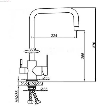 Змішувач для кухні під фільтр Frap F43801-6, чорний