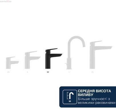 Смеситель для раковины Grohe Dice черный матовый 1018332430 с донным клапаном Push-Open