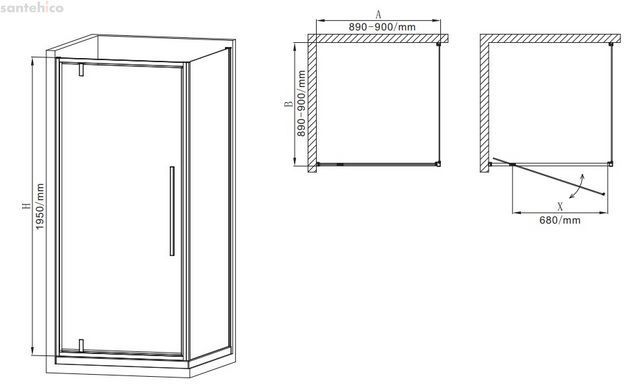 Душова кабіна Mixxus Premium Bevel 90x90 (Профіль - хром, скло - прозоре) MI6863