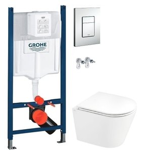 Инсталляция Grohe Rapid SL 38772001 3 в 1 + Унитаз подвесной Qtap Scorpio Ultra Quiet QT1433053EUQW с сиденьям Soft Close