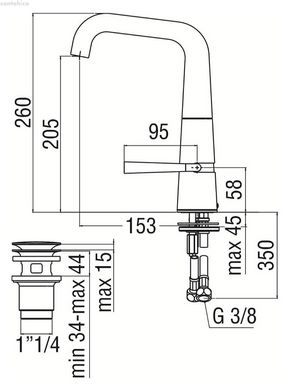 Змішувач для умивальника з дон клапаном хром Nobili Італія LK00118/2CR