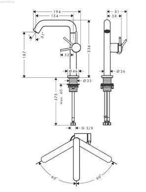 Змішувач для раковини Hansgrohe Tecturis S 240 Fine CoolStart чорний матовий 73360670 з донним клапаном push-open