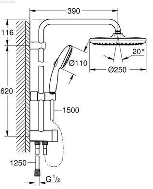 Душова система Grohe Tempesta System 250 хром 26980001 без змішувача