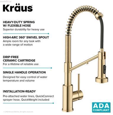 Смеситель для кухни Kraus Bolden античная бронза KFF-1610SFACB