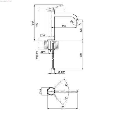 Змішувач для умивальника Qtap Robin графит QTROB1060M102K