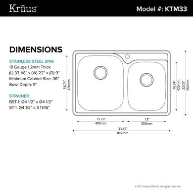 Кухонна мийка Kraus KTM33