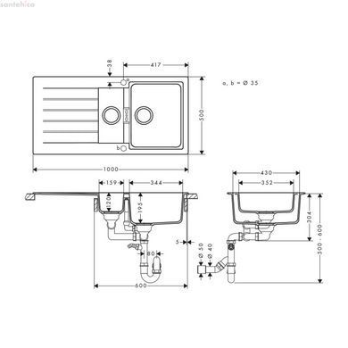 Кухонна мийка Hansgrohe S520-F530 чорний графіт 43357170