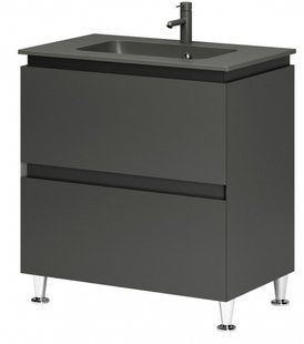 Тумба напольная Aquarius Loretto 100 графит матовый 70942868 с раковиной Plaza