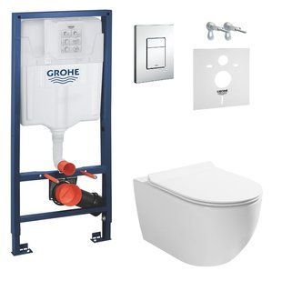 Инсталляция Grohe Rapid SL 38772001 4 в 1 + Унитаз подвесной ASIGNATURA Simple Bend 37822805 с сиденьем Soft Closing