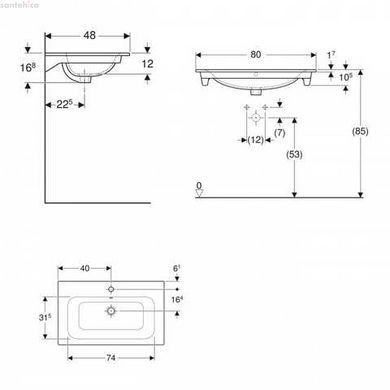 Раковина подвесная Geberit Selnova Square 80 см 500.995.00.1