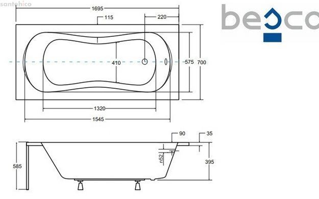 Ванна акрилова Besco Aria 170x70 #WAA-160-PA