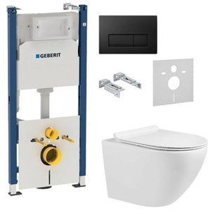 Инсталляция Geberit Duofix 3 В 1 458.126.00.1 с клавишей Geberit Delta51 115.105.DW.1 + Унитаз подвесной Volle Amadeus M Rimless с сидением Slim Soft Close 13-06-055M
