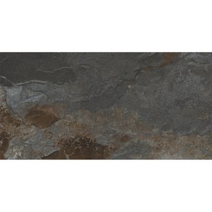 Плитка SLATE BLACK RECT. 60X120, матова, структурована, профарбована в масі 535336