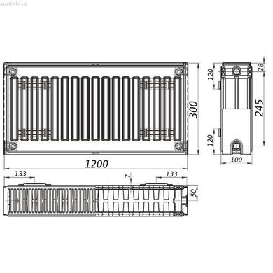 Радиатор стальной панельный KALITE 22 сторона 300х1200 22303