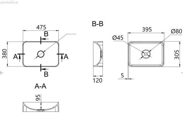 Раковина накладна Qtap Aquarius 47 см QT21116302W
