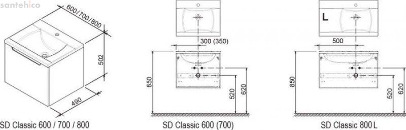 Ravak SD Classic 800 L капучино/белый X000000951