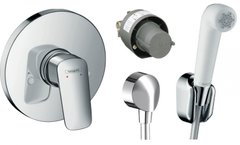 Hansgrohe Набор скрытого монтажа с белой гигиенической лейкой (71666000+27454000+32127000) 3А151218