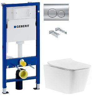 Інсталяція Geberit Duofix 458.103.00.1 з клавішею Delta20 хром глянсовий + Унітаз підвісний Devit Linea 3040120 із сидінням Soft Close