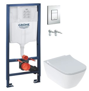 Инсталляция Grohe Rapid SL 38772001 3 в 1 + Унитаз подвесной Geberit Smyle Square 500.685.01.1 с сиденьем Soft Close