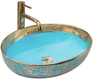 Умывальник (раковина) REA MARGOT GOLD/BLUE накладной REA-U8709