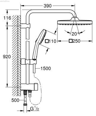 Душова система Grohe Tempesta System 250 Cube хром 26694001