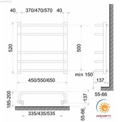 Полотенцесушитель водяной Polywarm Bukovyna 550x1210 WB16/55