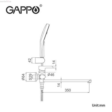 Змішувач для ванни GAPPO G2203-6, чорний/хром