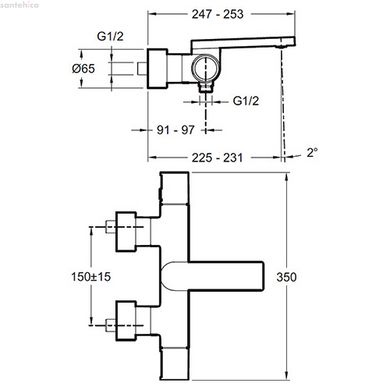 Термостатический смеситель для ванны Jacob Delafon COMPOSED Хром E73110-CP