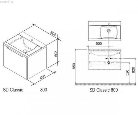 Ravak SD Classic 800 R StripOnyx/белый X000000246
