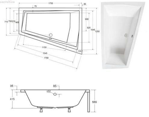 Ванна акрилова Besco Intima Duo 169x125 права NAVARA43009