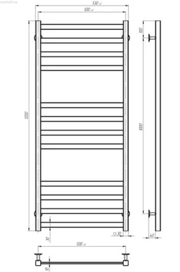 Полотенесушитель электрическая Deffi Avast 500x1200 черный матовый B.AV.120.50.12.E.B.R.2 правая