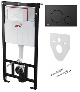 Инсталляция для унитаза Alcaplast AM101/1120 с черной матовой клавишей M678
