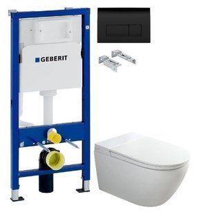Інсталяція Geberit Duofix 458.103.00.1 з клавішею Delta50 чорний матовий + підвісний унітаз Koer TB-0101 Smart KR6117 з електронним керуванням