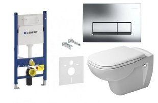 Инсталляция для унитаза Geberit Duofix 458.178.21.1 + Унитаз подвесной Duravit D-Code Rimless (с крышкой SoftClose) 45700900A1