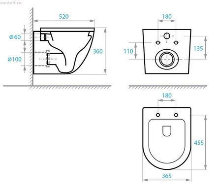 Инсталляция Qtap Nest UNI QT0233M370 с клавишей хром глянцевый + Унитаз подвесной Koller Pool Round 3.0 RN-0520-RQ3 с сиденьем Soft Close