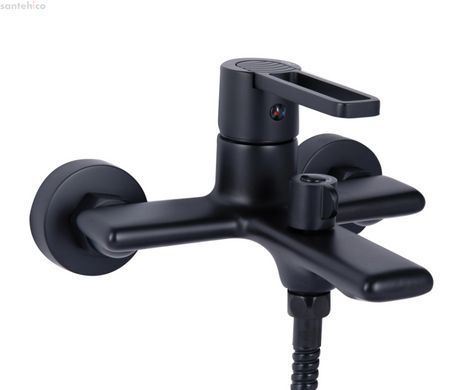 Смеситель для ванны Qtap Taurus черный матовый QTTAU259BLM45662 с душевым гарнитуром