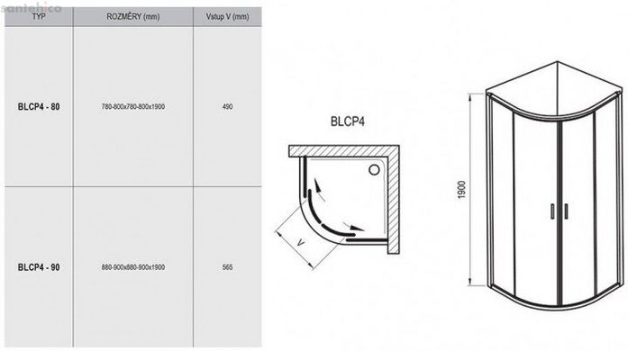 Душова кабіна RAVAK Blix BLCP4-80 Transparent 3B240C00Z1