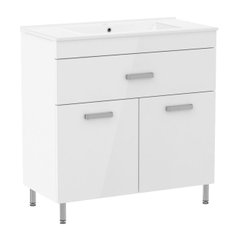 VELUM комплект мебели 80см, белый: тумба напольная, 1 ящик, 2 дверцы + умывальник накладной арт RZJ815