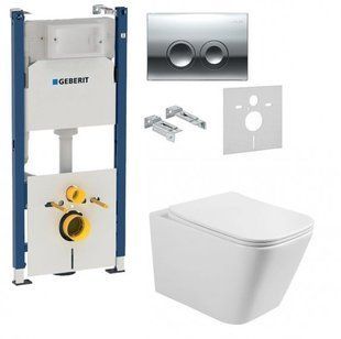 Инсталляция Geberit Duofix 458.161.21.1 4 в 1 + Унитаз подвесной Volle Libra Rimless с сидением Slim Soft Close 13-41-160S
