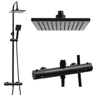 Душевая система с термостатом Yoka Flova 20 черный матовый BP.FLOVA THERM 20 BLK